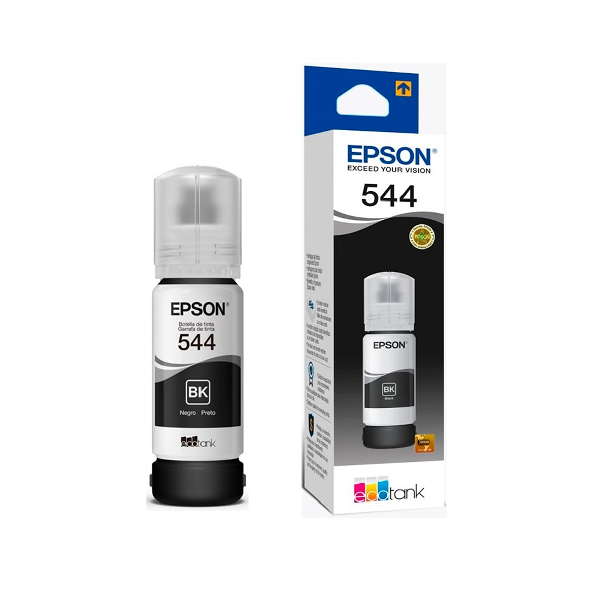 Refil de Tinta Epson T544120-AL - 65ml - Preto - Para Multifuncionais Tanque de Tinta Epson L1110 / L3110 / L3150 / L3210 / L3250 / L5190 / L5290