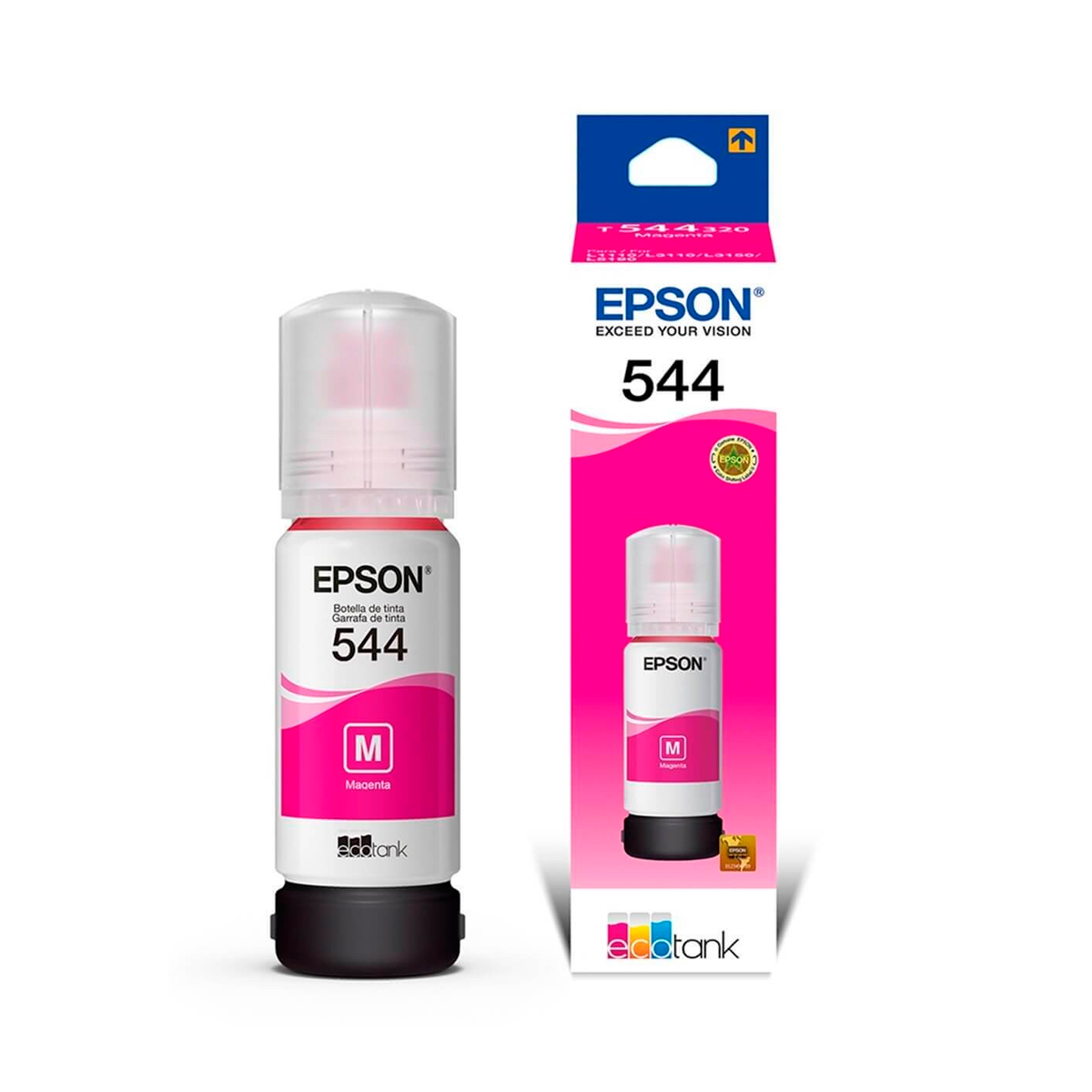 Refil de Tinta Epson T544320-AL - 65ml - Magenta - Para Multifuncionais Tanque de Tinta Epson L1110 / L3110 / L3150 / L3210 / L3250 / L5190 / L5290