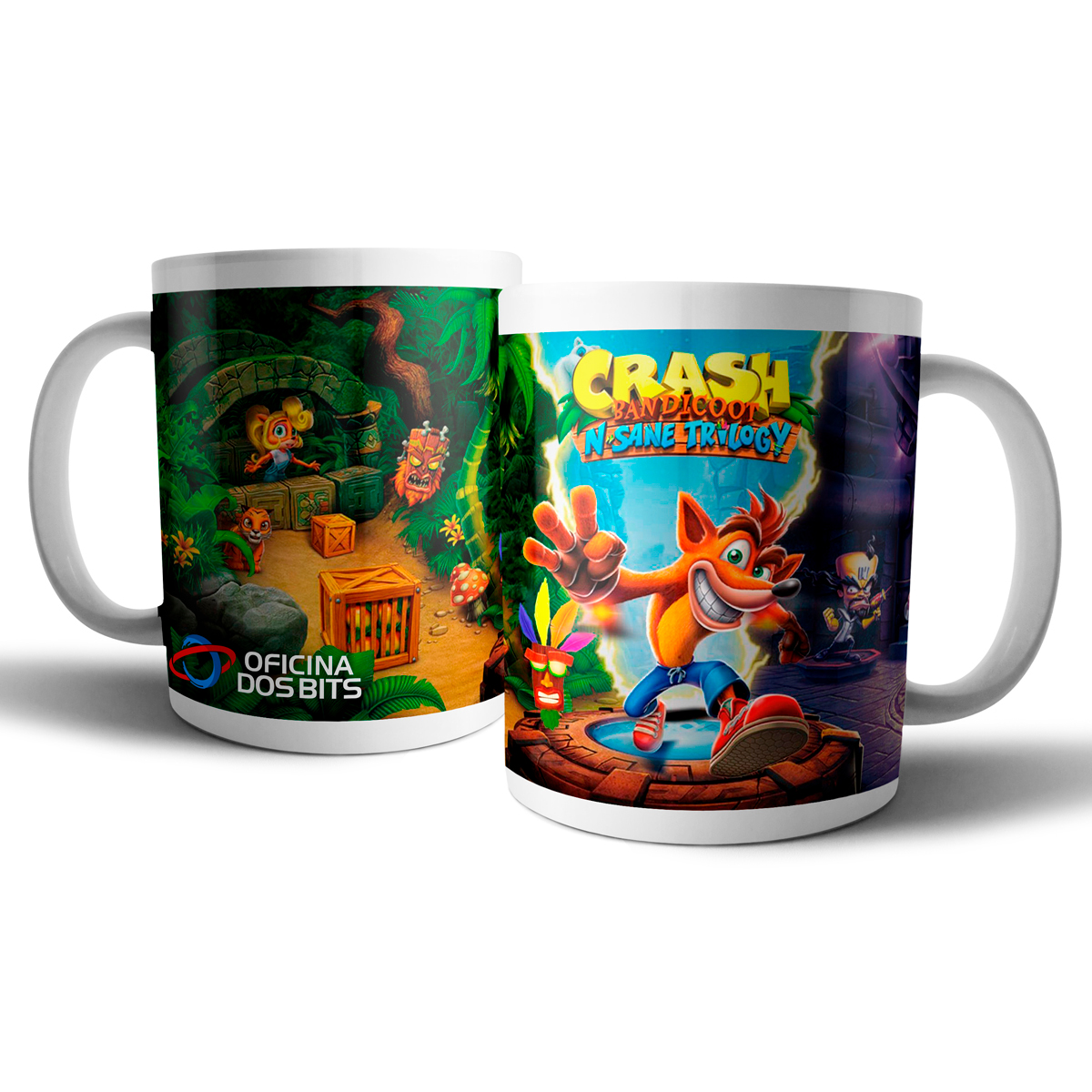 Caneca de porcelana - Crash Bandicoot - Oficina dos Bits