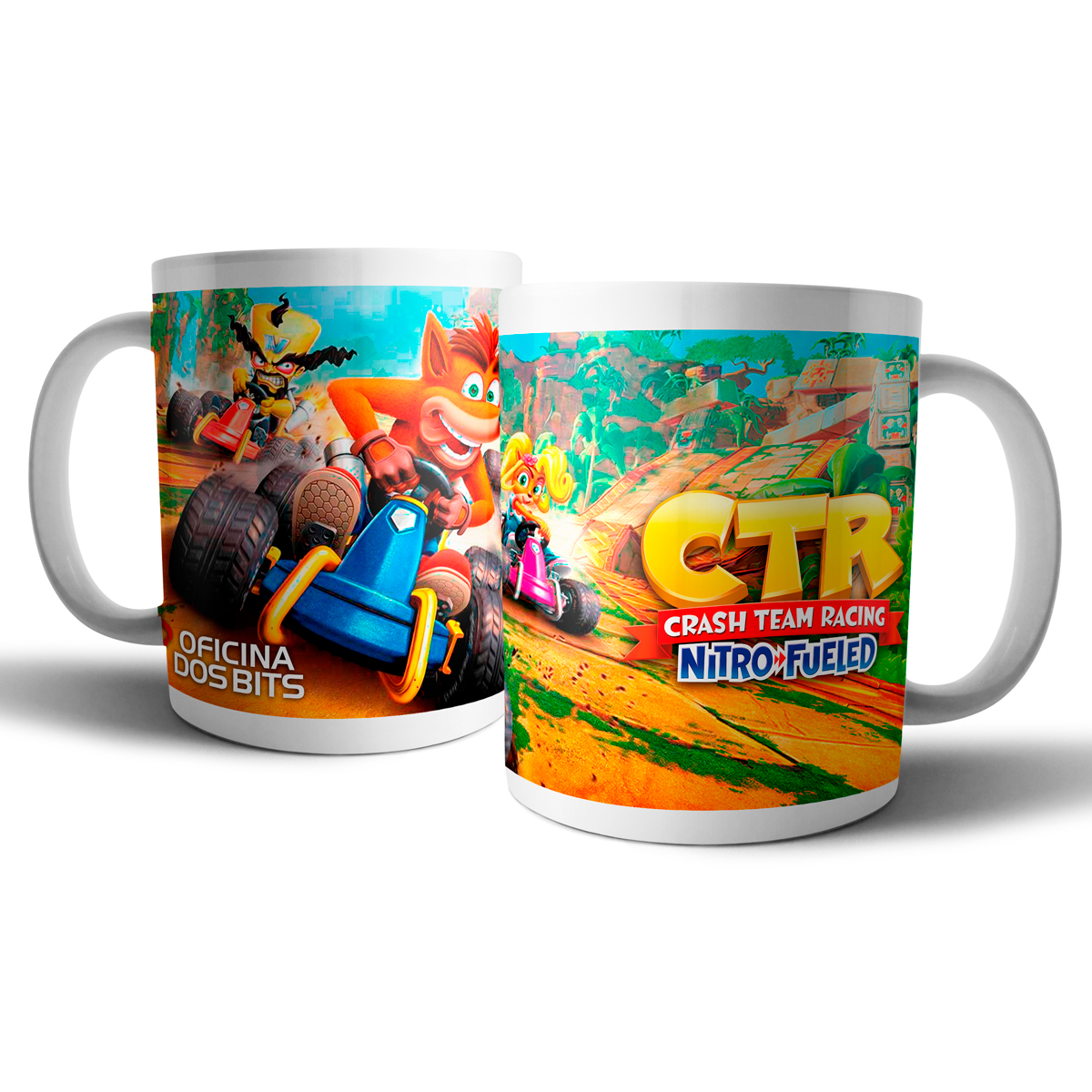 Caneca de porcelana - Crash Team Racing - Oficina dos Bits