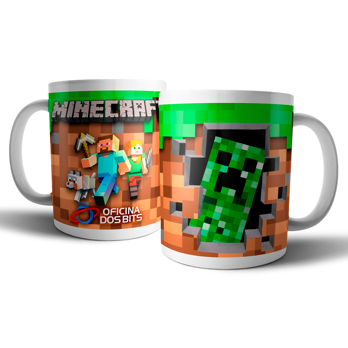 Caneca de porcelana - Minecraft: Creeper - Oficina dos Bits