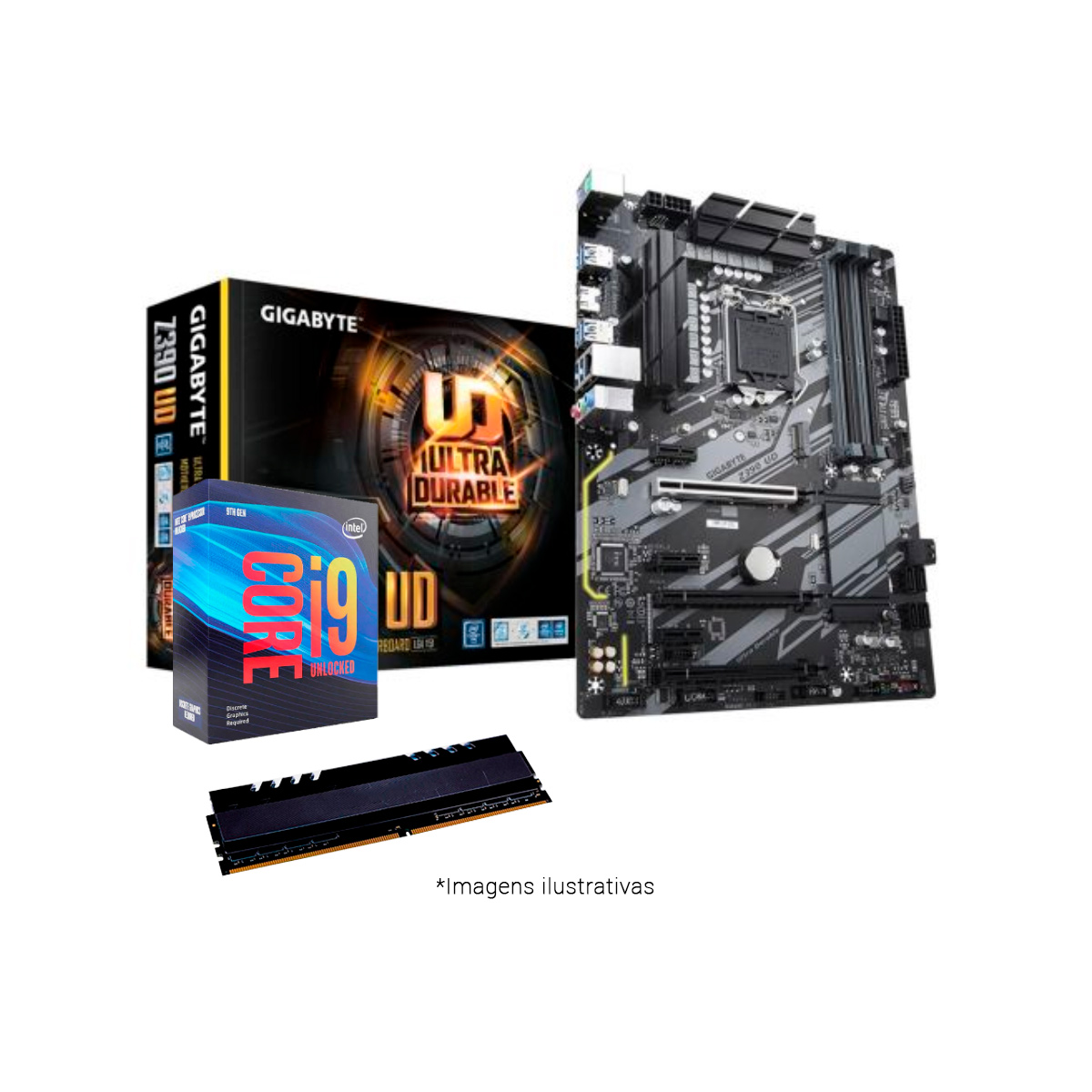 Kit Upgrade Intel® Core™ i9 9900KF + Gigabyte Z390 UD + Memória 16GB DDR4