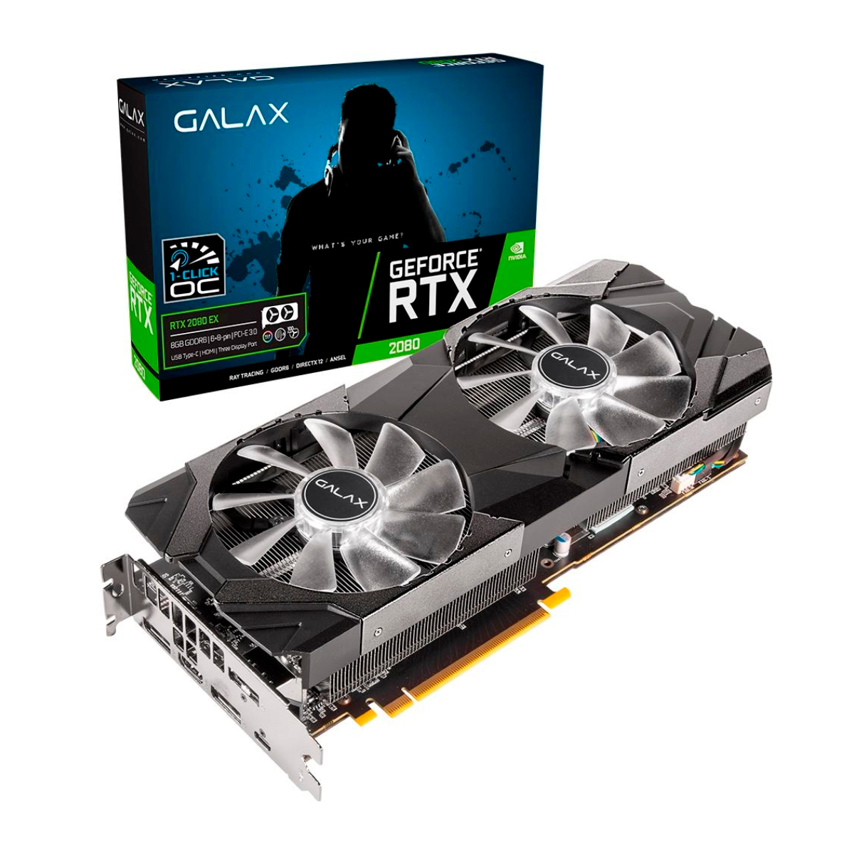 GeForce RTX 2080 8GB GDDR6 256bits - 1-Click OC - Galax EX 28NSL6UCU9EN