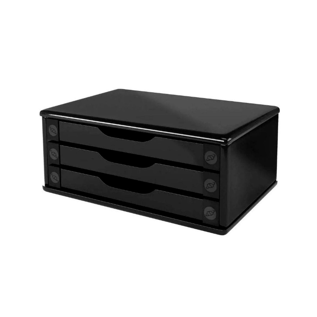 Suporte para Monitor de Mesa - com 3 Gavetas - Black Piano - 3347