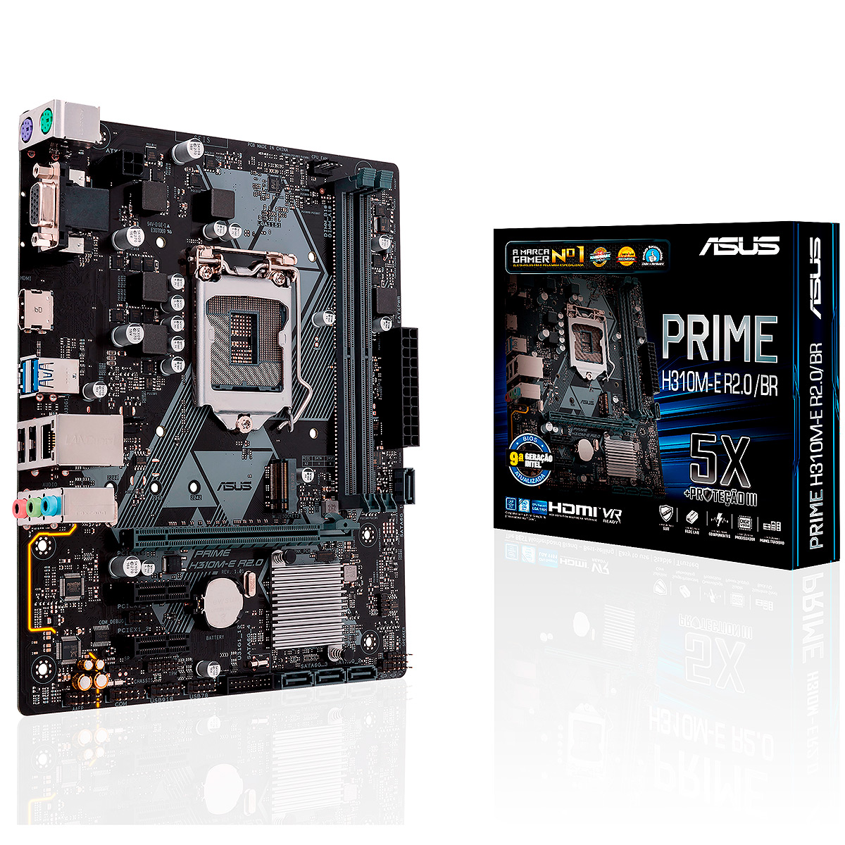 Asus Prime H310M-E R2.0/BR (LGA 1151 - DDR4 2666) Chipset Intel H310 - 9ª Geração Coffee Lake - USB 3.1 - Slots M.2 - Micro ATX