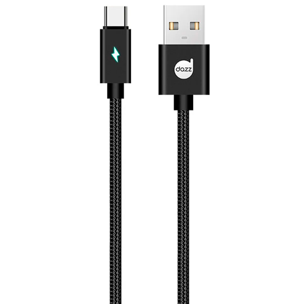 Cabo USB-C para USB - 90cm - USB Tipo C - Preto - com Indicador LED - Nylon Entrelaçado - Dazz 6013648