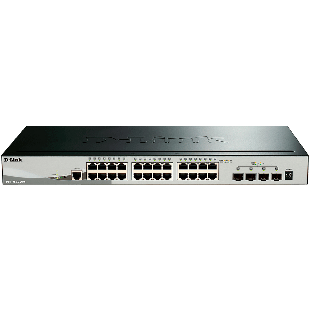 Switch 24 portas D-Link DGS-1510-28x - Gerenciável e Empilhável - 24 portas Gigabit + 4 portas SFP+ 10G