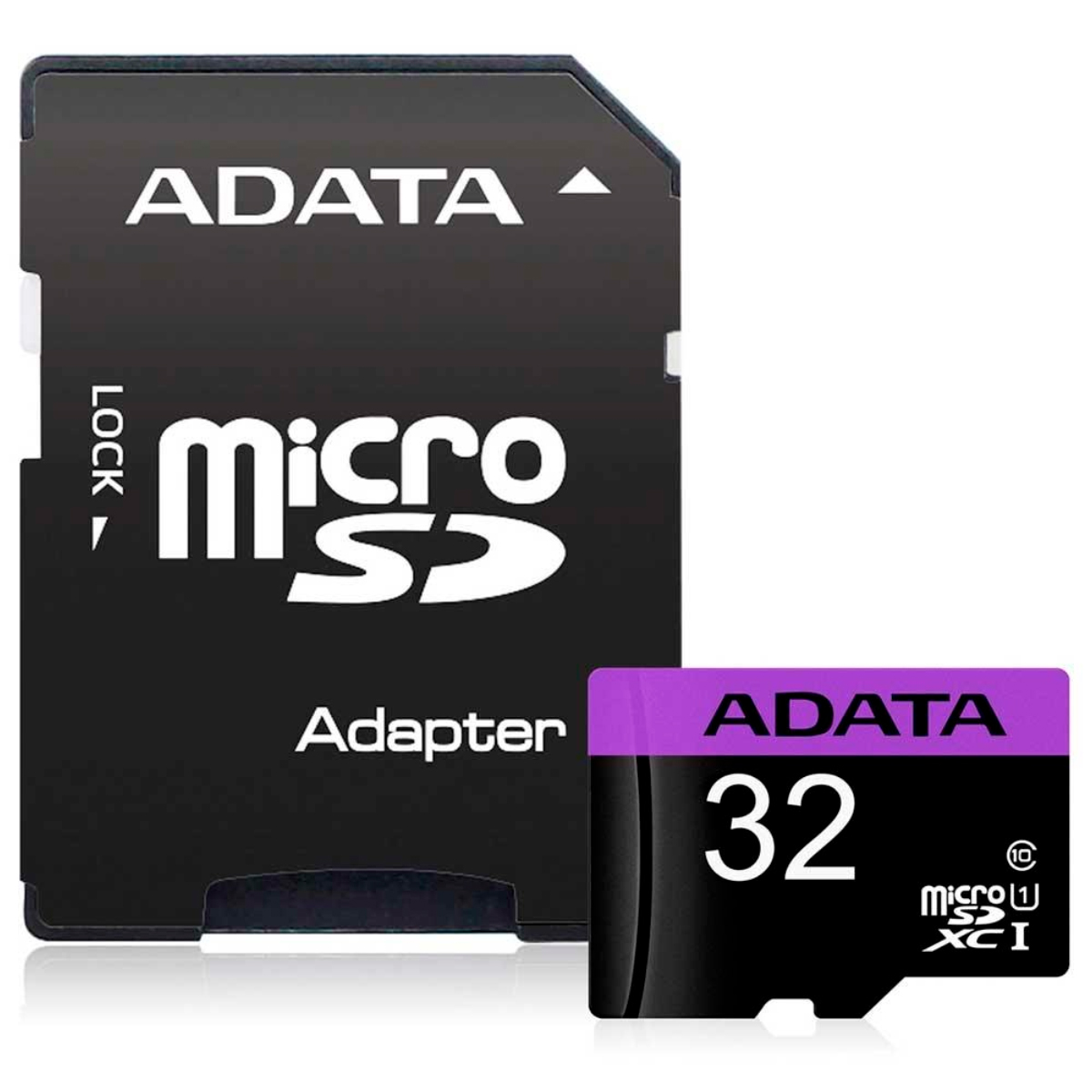 Cartão 32GB Micro SD com adaptador SD - Classe 10 - Velocidade até 80MB/s - ADATA - AUSDH32GUICL10-RA1