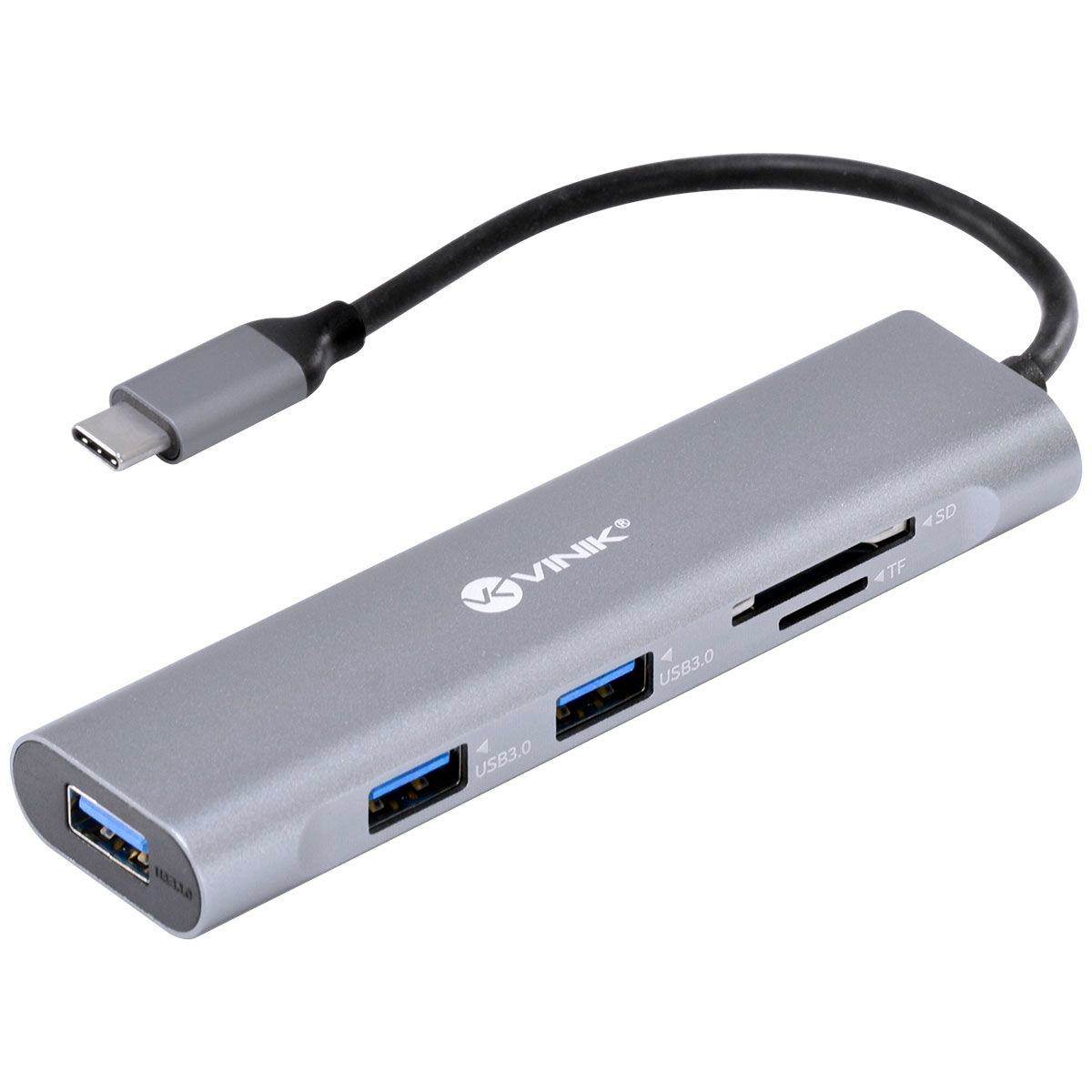 HUB USB-C - 3 Portas 3.0 - Leitor de Cartão - Vinik HC-1