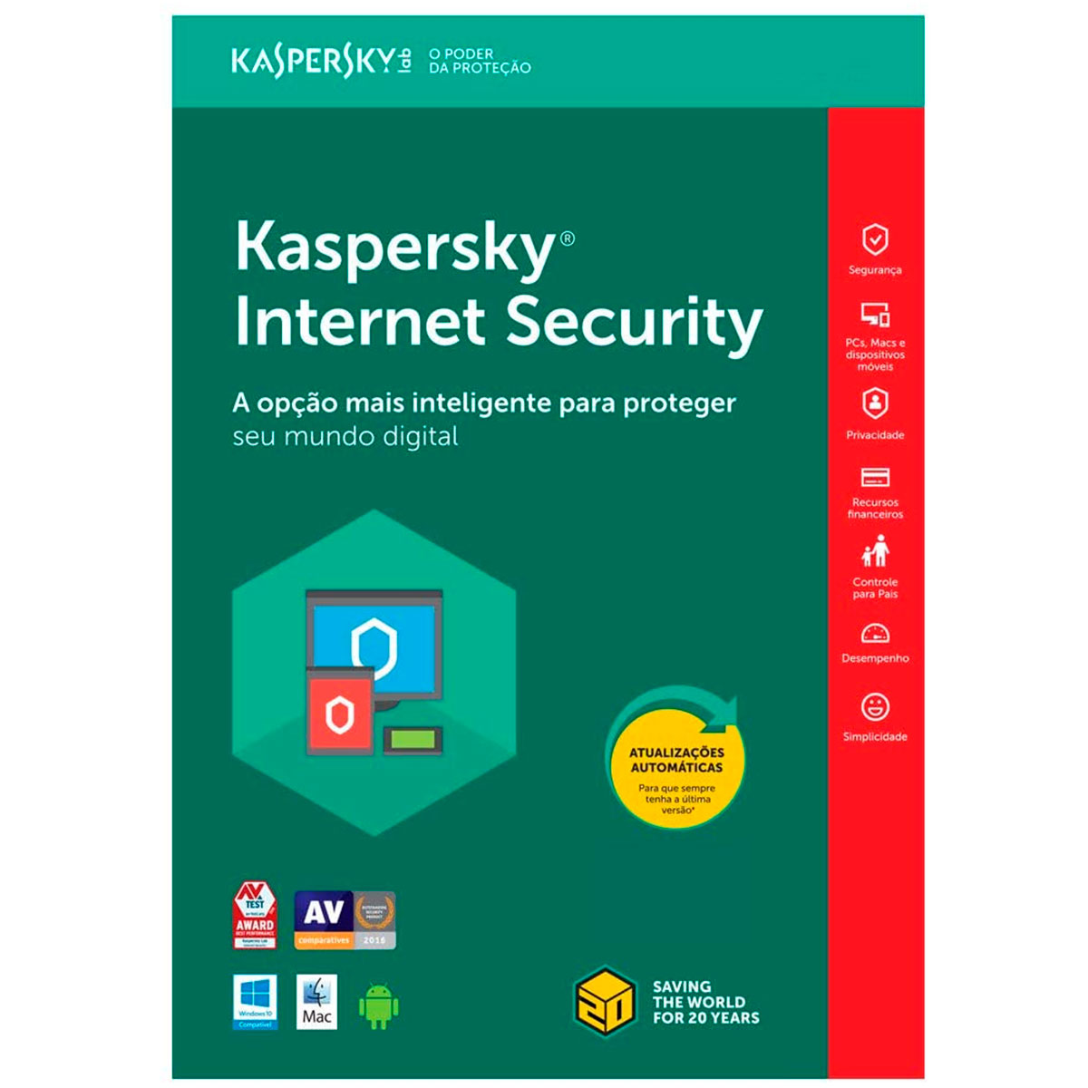 Kaspersky Internet Security Multidispositivos - Licença de 1 ano - para 3 Dispositivos - Versão Download