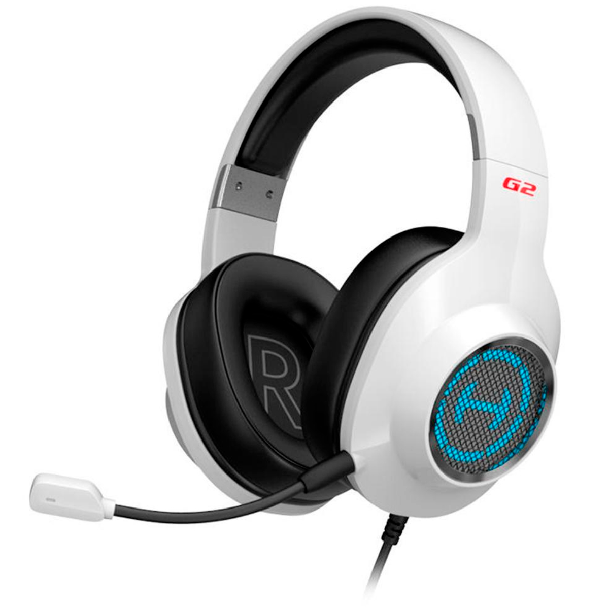Headset Gamer Edifier G2 II - com Controle de Volume e Microfone Removível - LED RGB - Som Virtual 7.1 Surround - Conector USB - Branco - G2II-WH