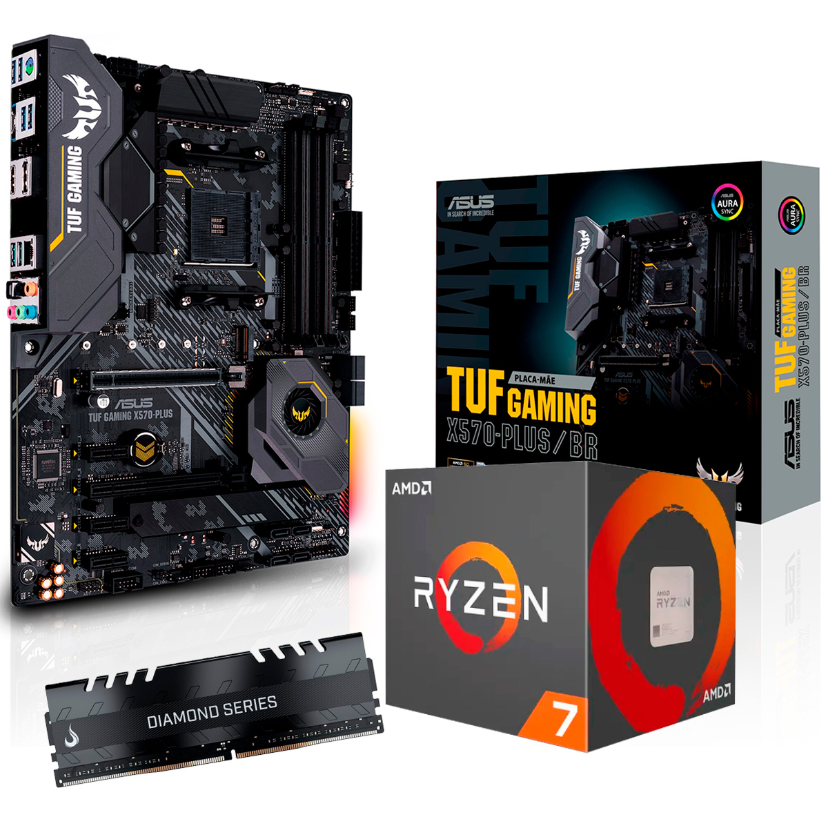 Kit Upgrade AMD Ryzen™ 7 2700 + Asus TUF GAMING X570 PLUS/BR + Memória 8GB DDR4