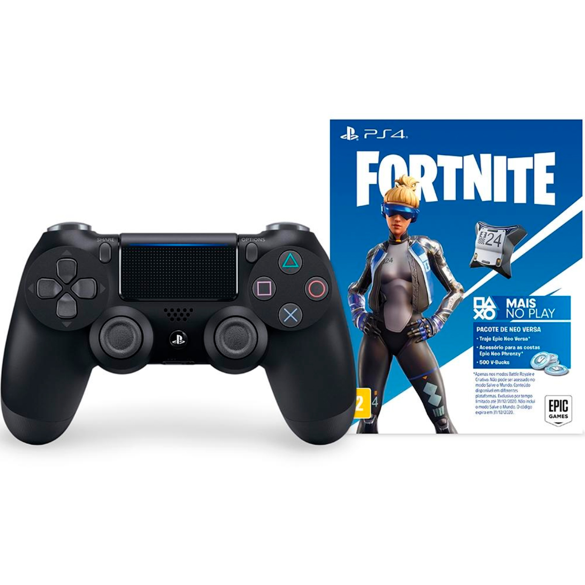 Controle Gamepad Sony Dual Shock para PS4 - Sem Fio + Voucher Fortnite - CUH-ZCT2U