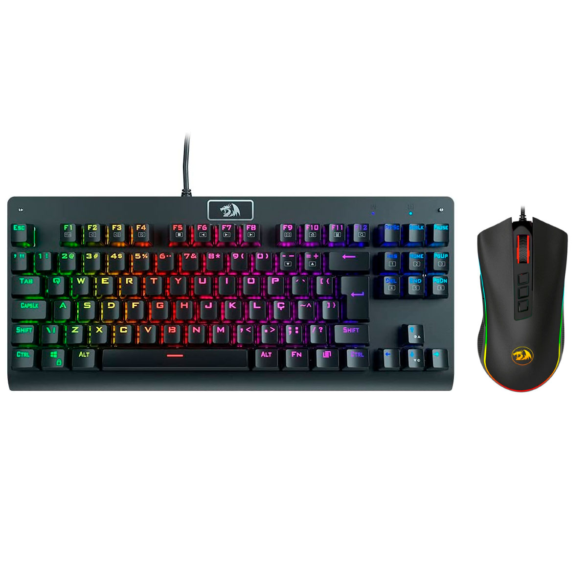 Kit Gamer Redragon - Teclado Mecânico Dark Avenger RGB + Mouse Cobra Chroma