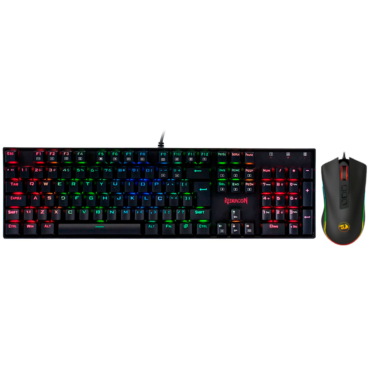 Kit Gamer Redragon - Teclado Mecânico Mitra RGB + Mouse Cobra Chroma