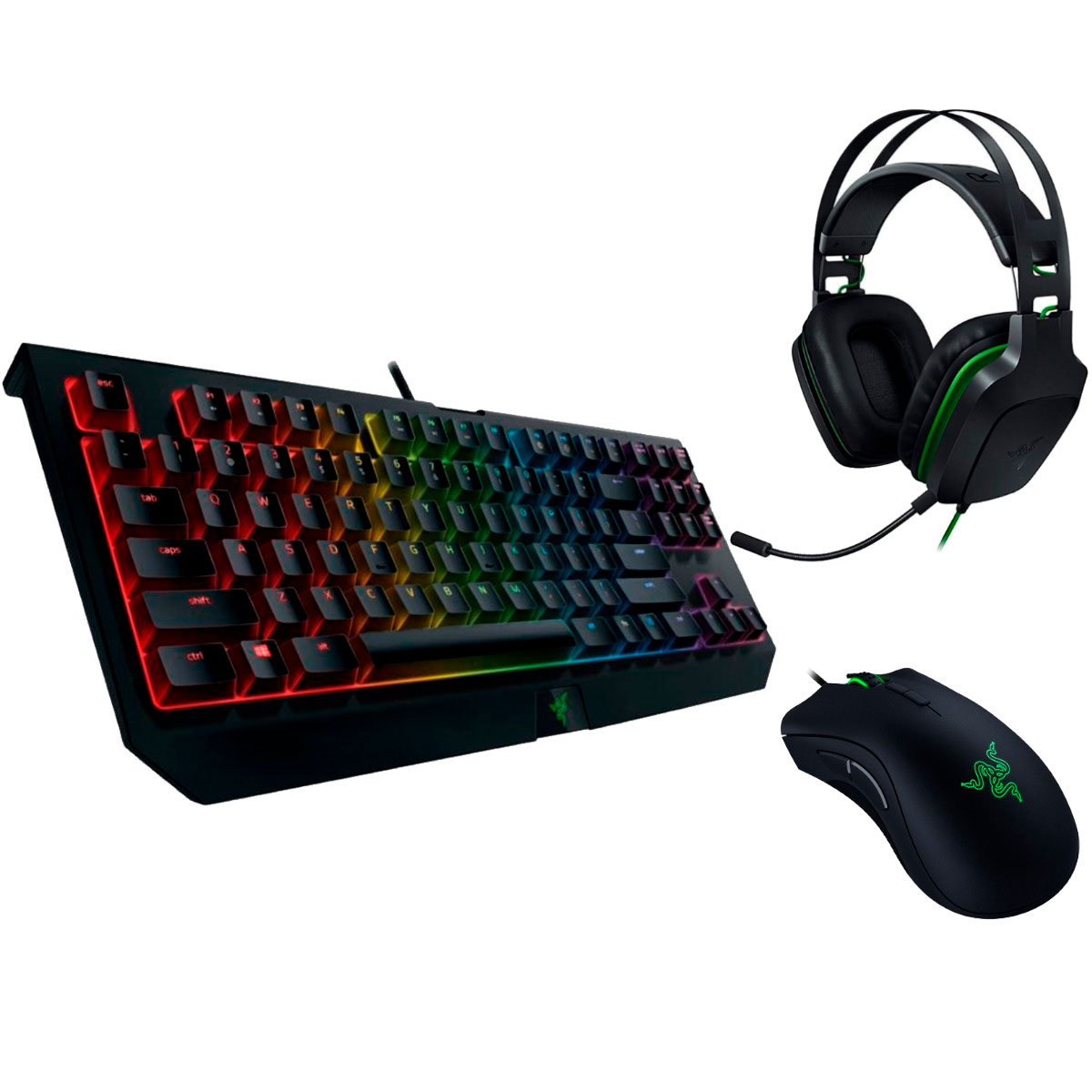 Kit Gamer Razer - Teclado Mecânico Blackwidow Tournament V2 Chroma + Mouse Deathadder Elite + Headset Electra V2