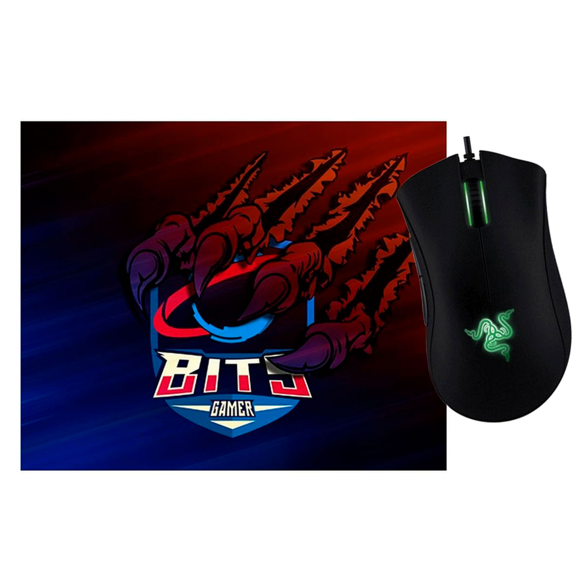 Kit Gamer Mouse Deathadder Essential Razer + Mousepad Bits Raptor Grande