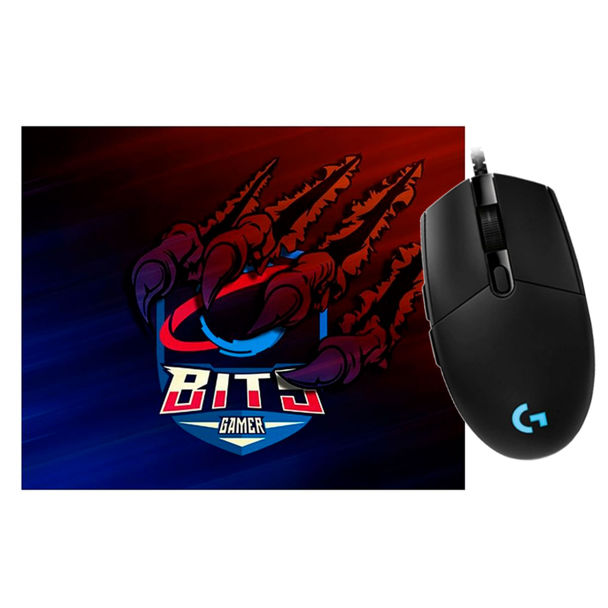 Kit Gamer Mouse G203 Prodigy Logitech + Mousepad Bits Raptor Grande