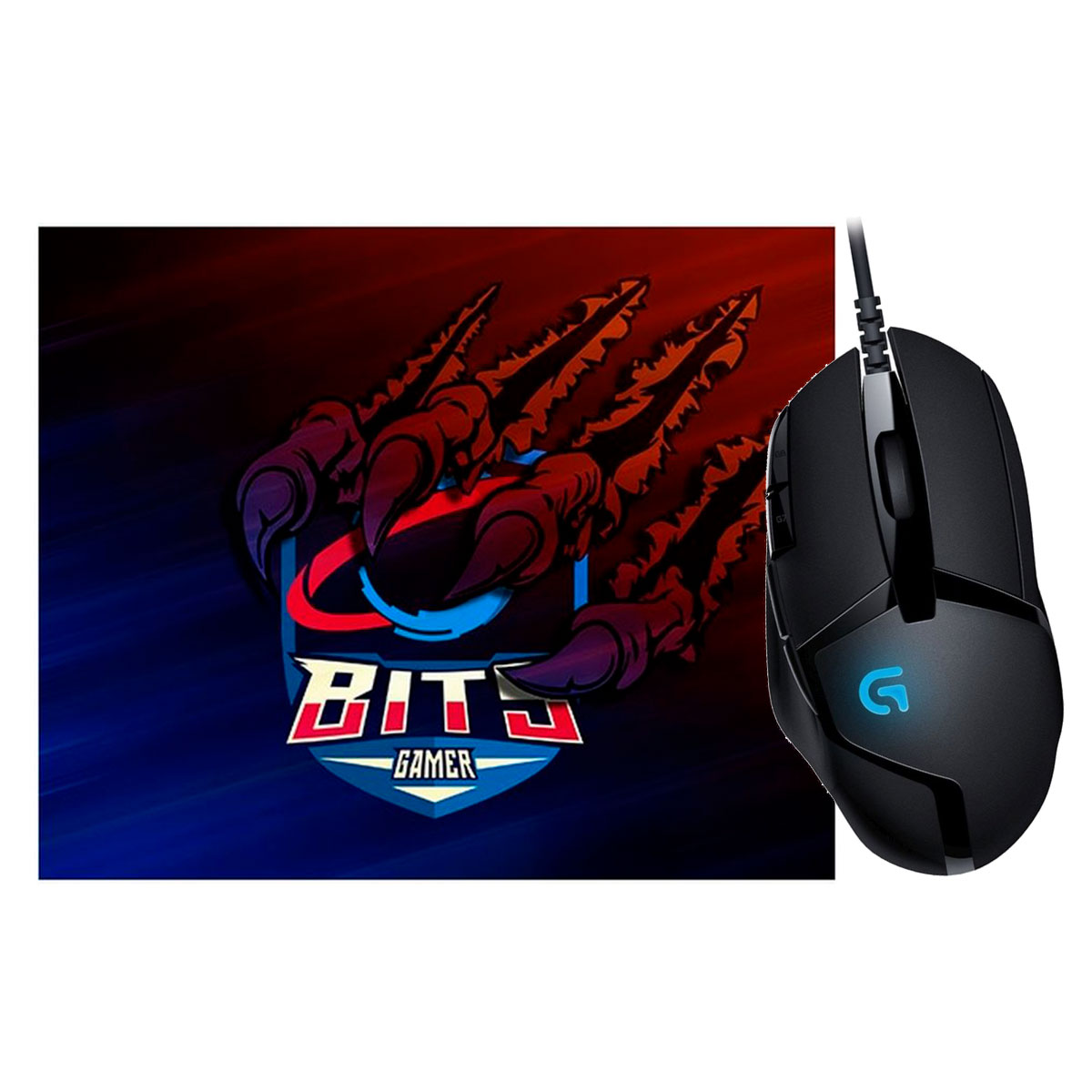 Kit Gamer Mouse G402 Hyperion Fury Logitech + Mousepad Bits Raptor Grande