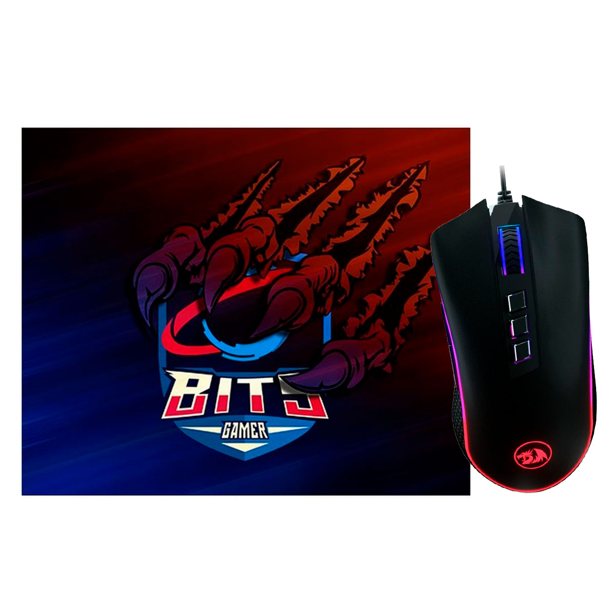 Kit Gamer Mouse King Cobra Chroma Redragon + Mousepad Bits Raptor Grande