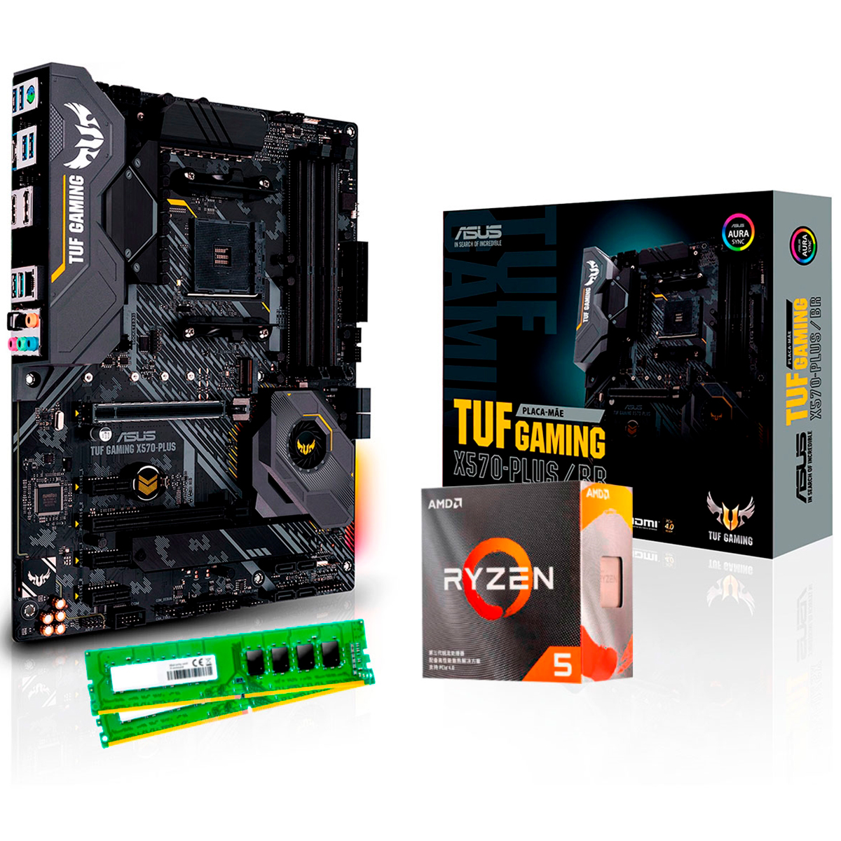 Kit Upgrade AMD Ryzen™ 5 3500X + Asus TUF X570-PLUS/BR GAMING + Memória 8GB DDR4