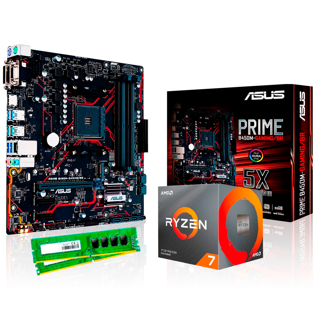 Kit Upgrade AMD Ryzen™ 7 3800X + Asus Prime B450M GAMING/BR + Memória 8GB DDR4