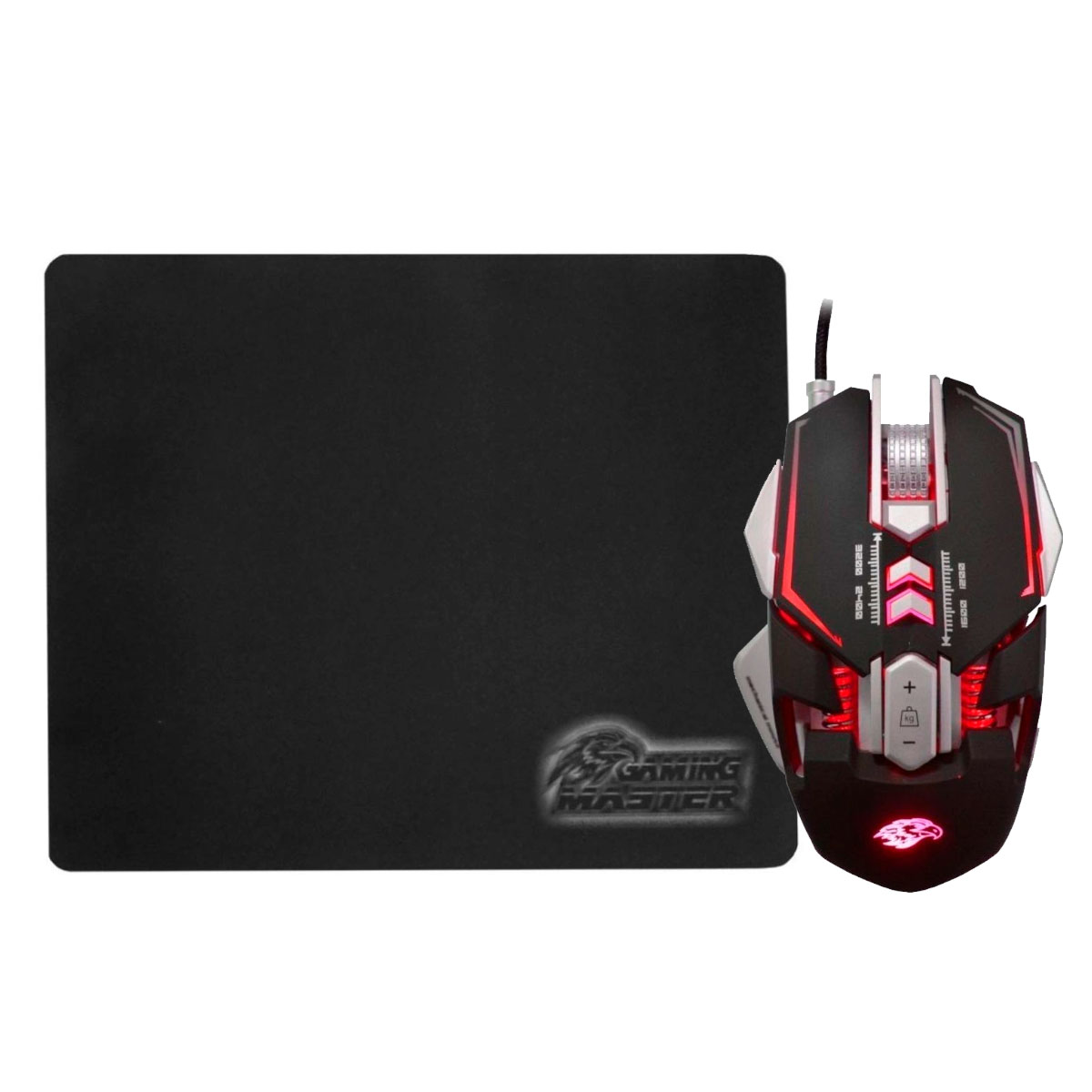 Kit Mouse e Mousepad K-Mex MO-D837 - 3200dpi - 7 Botões - LED RGB