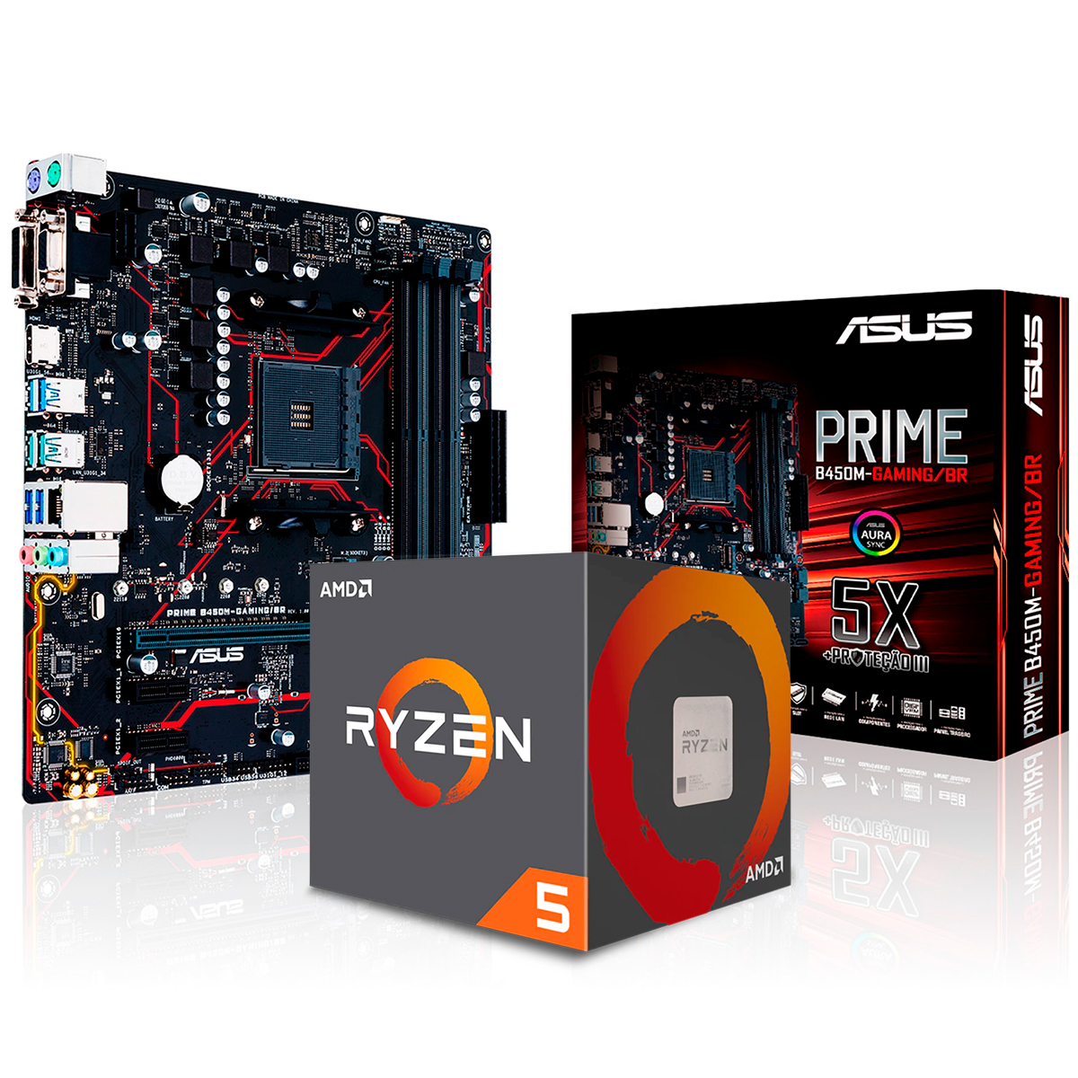 Kit Upgrade Processador AMD Ryzen™ 5 1600 AF + Placa Mãe Asus Prime B450M GAMING/BR