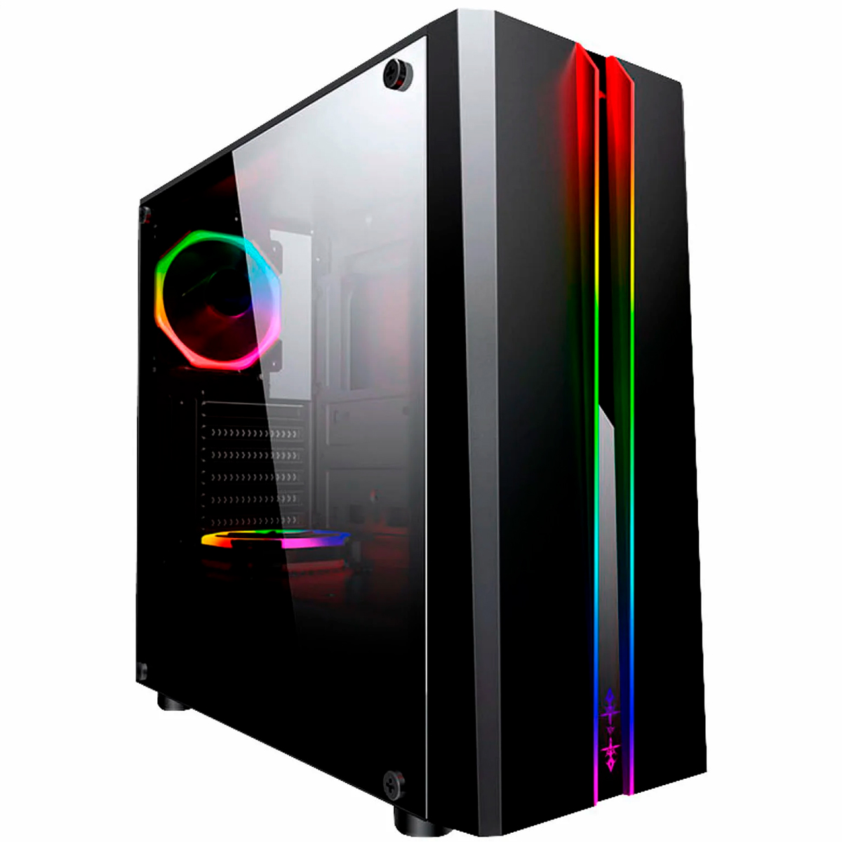 Gabinete Gamer K-Mex Odyssey CG-04RD - LED ARGB - Lateral em Acrílico - Preto