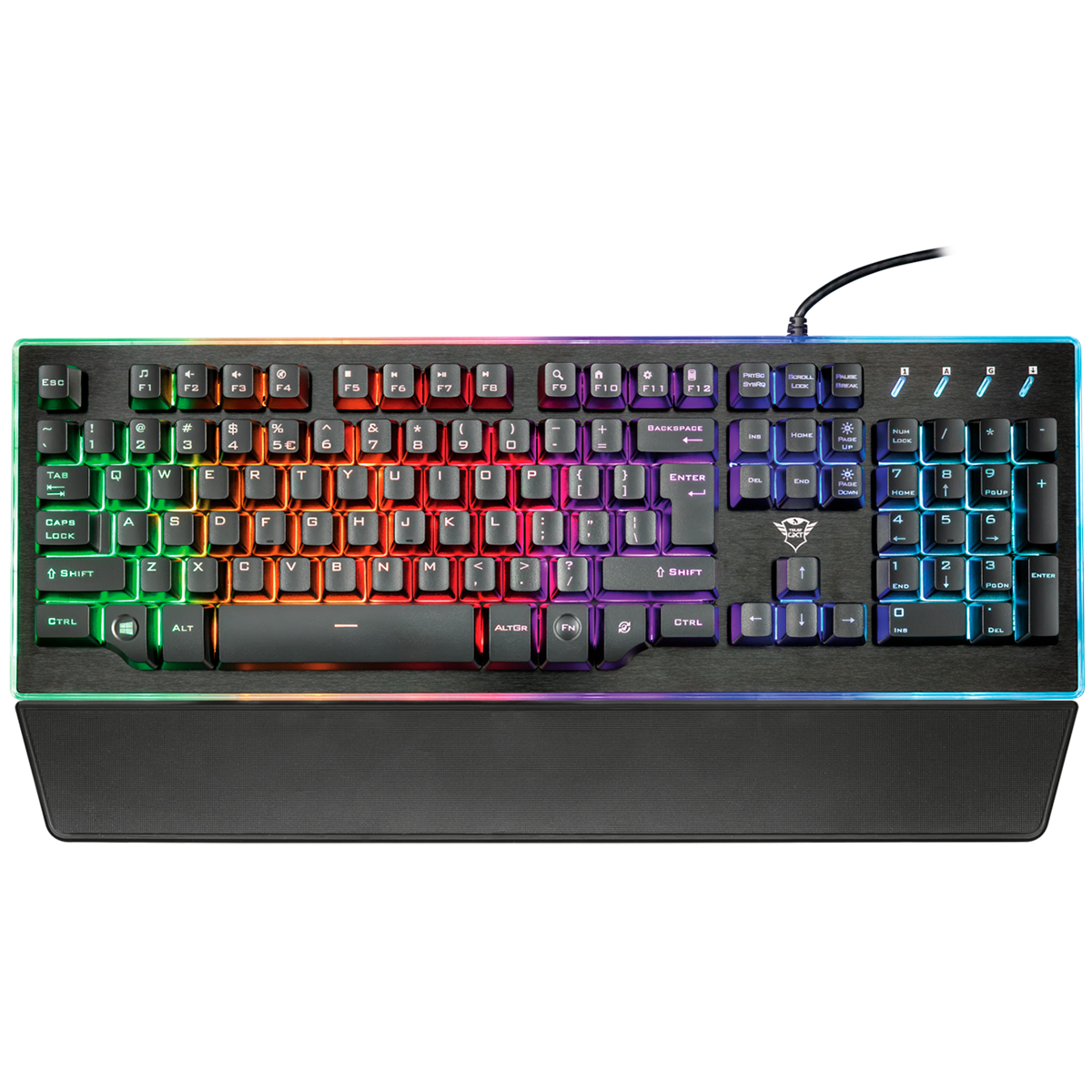 Teclado Gamer Trust GXT 860 Thura Semi-mecânico - LED Rainbow - Anti-Ghosting - USB - 21839