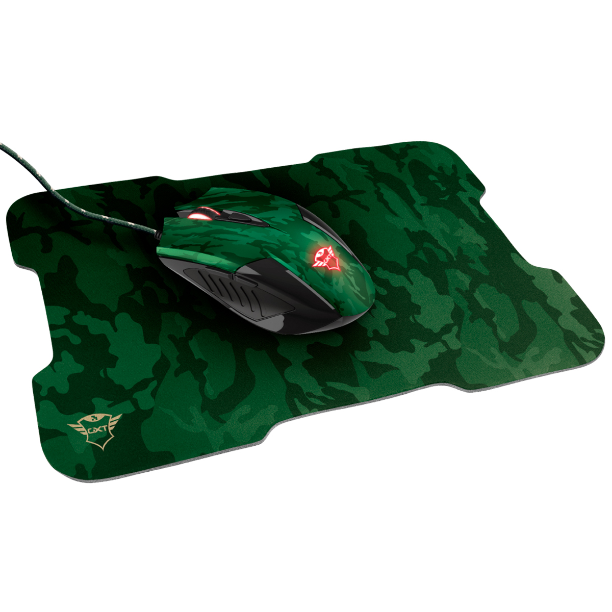 Kit Mouse e Mousepad Trust GXT 781 Rixa Camo - 3200dpi - 6 Botões - Ambidestro - 23611