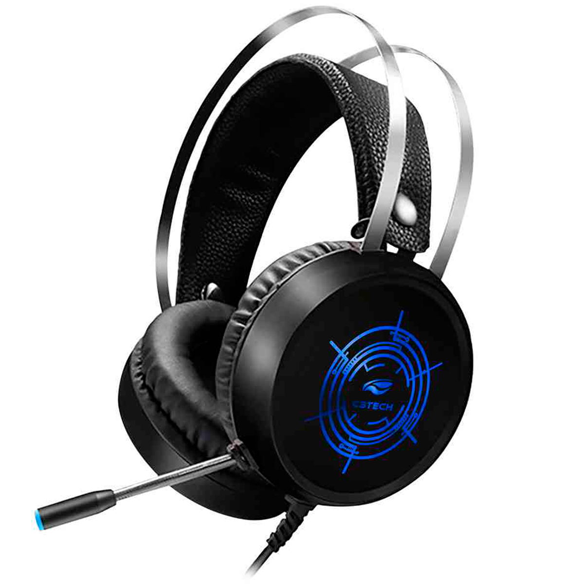 Headset Gamer C3Tech Harrier PH-G330BK - Com Microfone - Conector USB - Preto com LED RGB