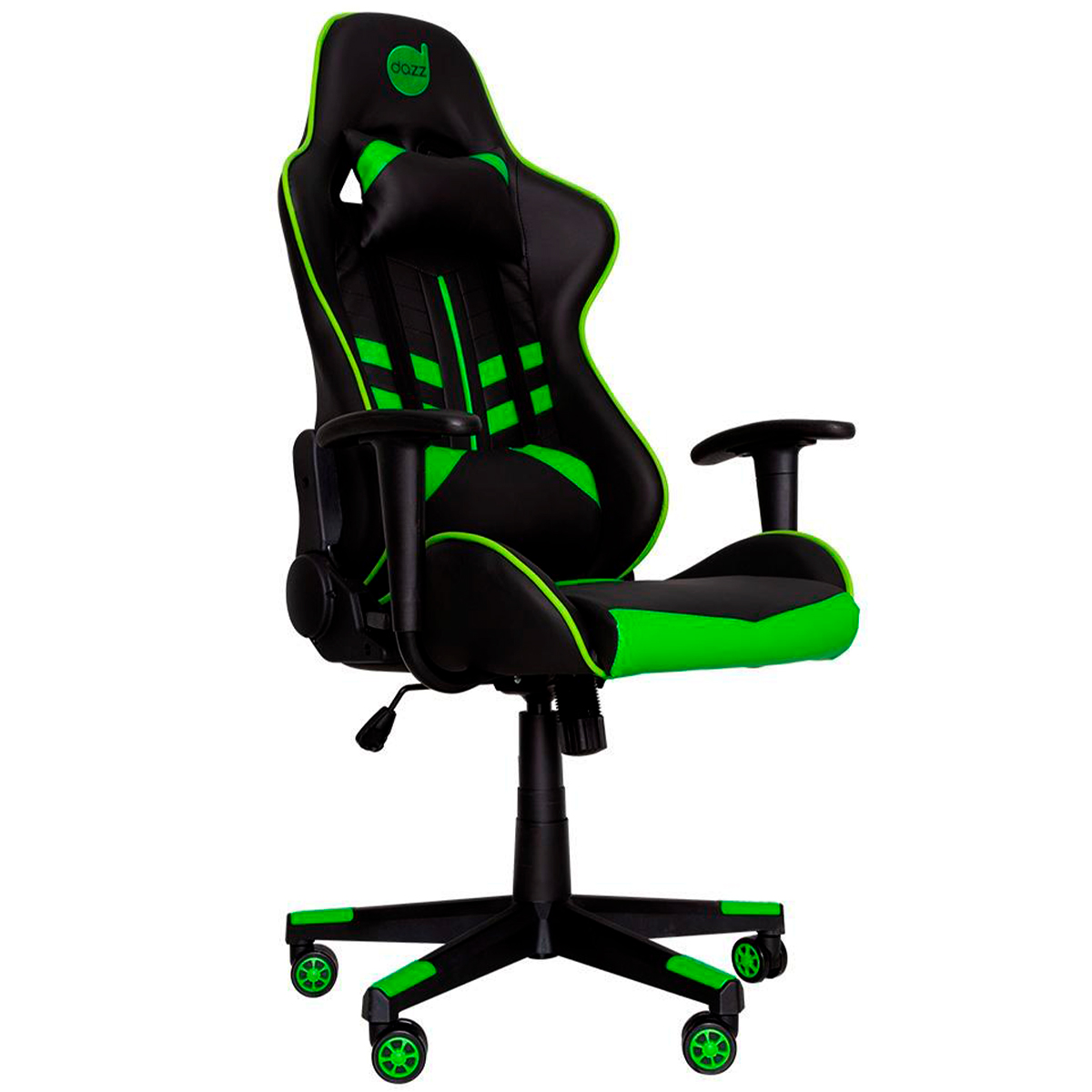 Cadeira Gamer Dazz Prime-X - Encosto Reclinável de 180° - Construção em Aço - 62000009 - Preto e Verde
