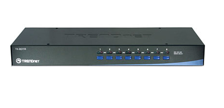 Chaveador KVM TrendNet TK-801R - 8 computadores em 1 monitor, teclado e mouse - PS/2 - para Rack 19