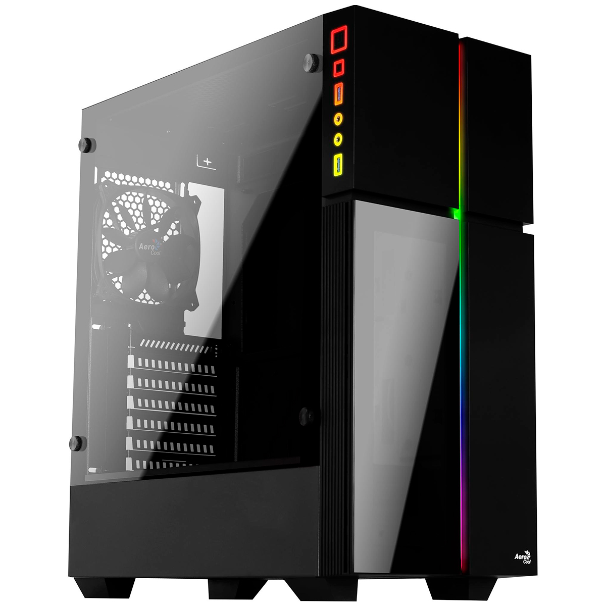 Gabinete Gamer Aerocool Playa - RGB - Lateral e Frontal em Vidro Temperado - Mid Tower - Preto