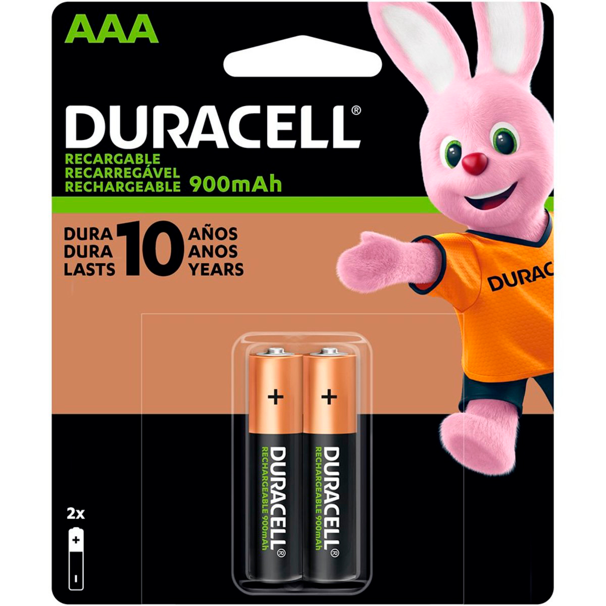 Pilha Recarregável AAA Duracell DX2400 - 900mAh - 2 unidades