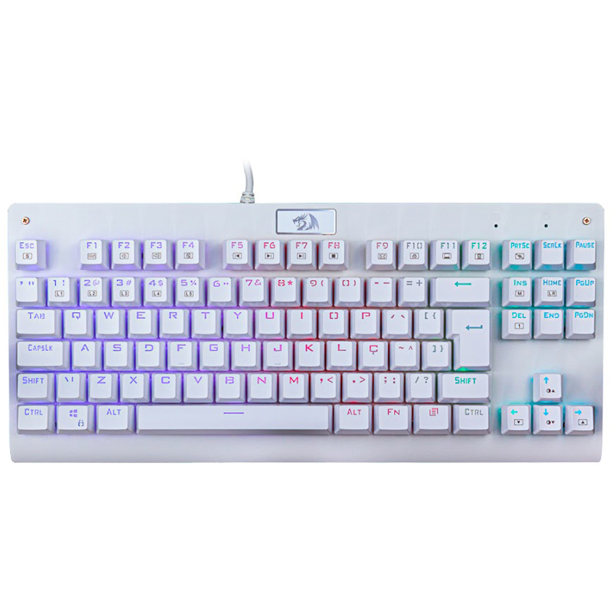 Teclado Mecânico Redragon Dark Avenger Lunar White - ABNT2 - Iluminação RGB Chroma - Switch Marrom - K568W-RGB BROWN