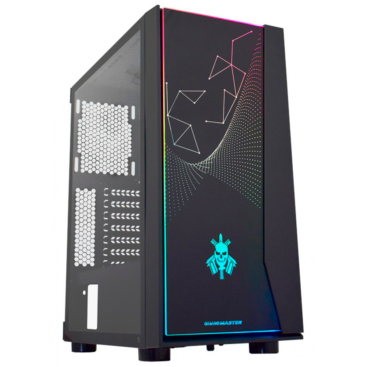 Gabinete Gamer K-Mex BOPE - Painel RGB Frontal - Lateral em Vidro - Suporta Water Cooler - CG-20RX