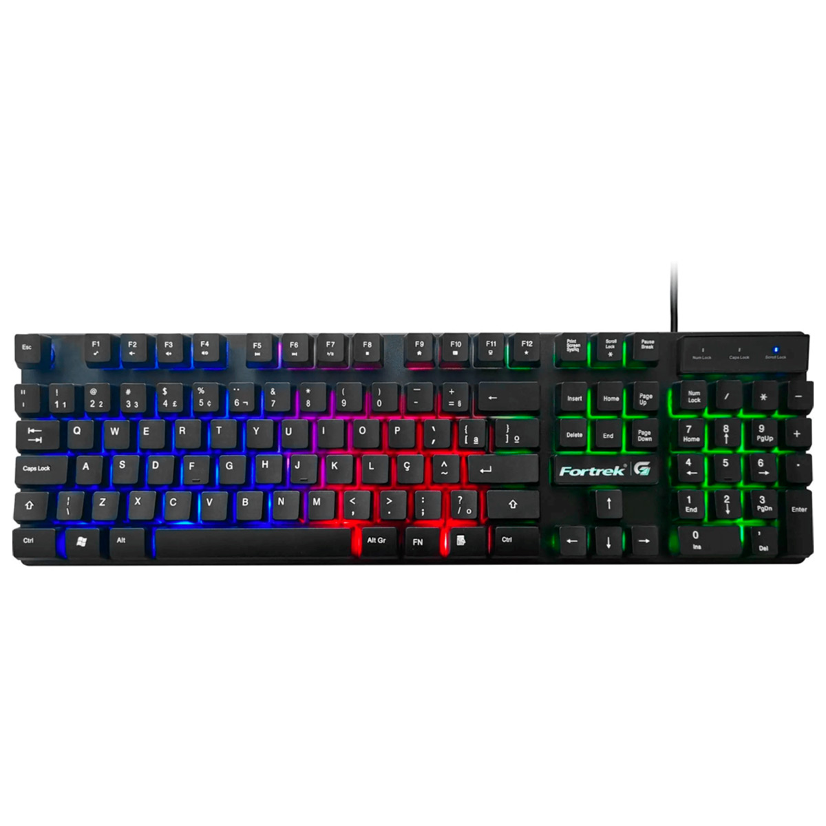 Teclado Gamer Fortrek G Blackfire - LED RGB - Teclas Multimídia - ABNT2 - 70578