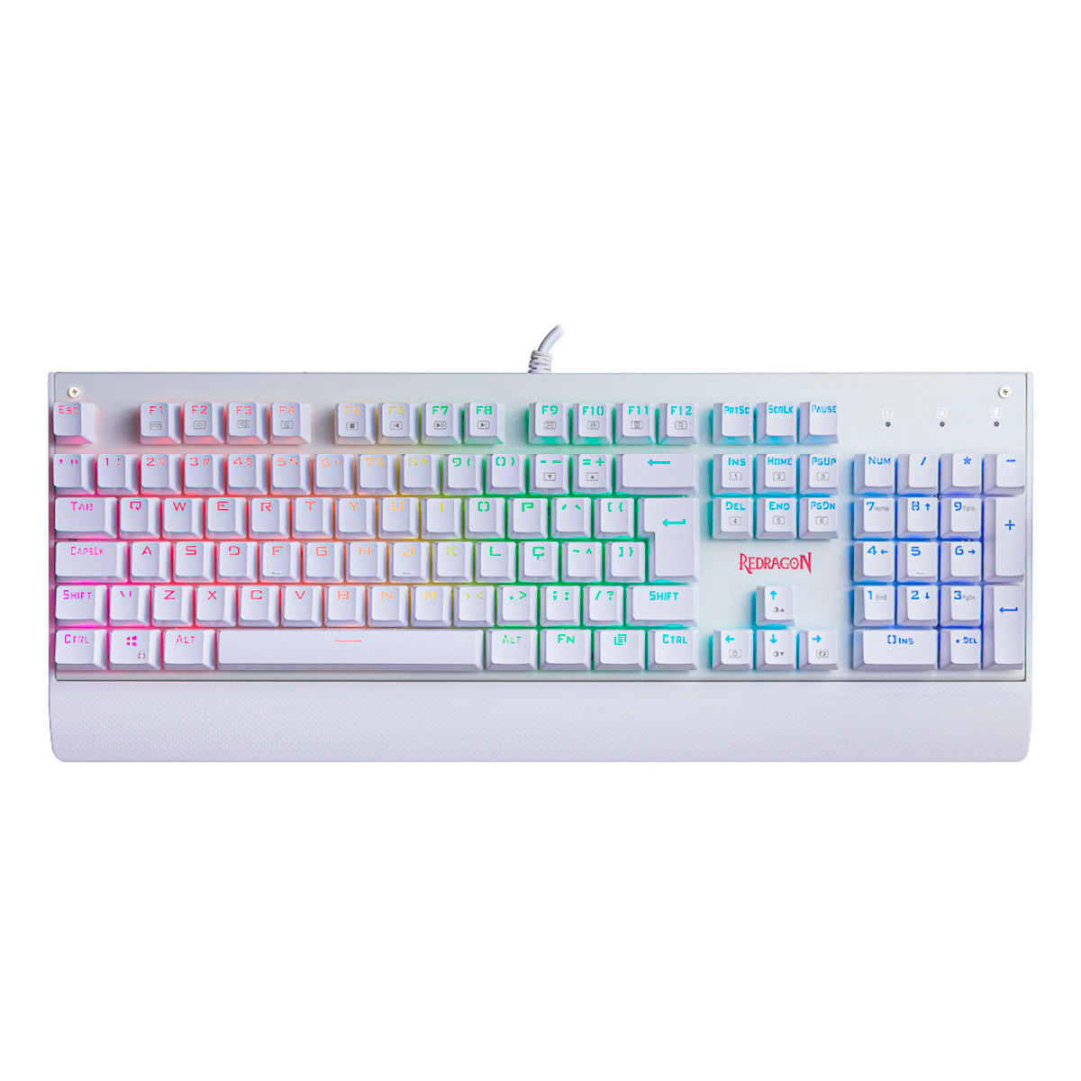 Teclado Mecânico Gamer Redragon Kala Lunar White - ABNT2 - Iluminação RGB Chroma - Switch Preto - K557W-RGB BLACK