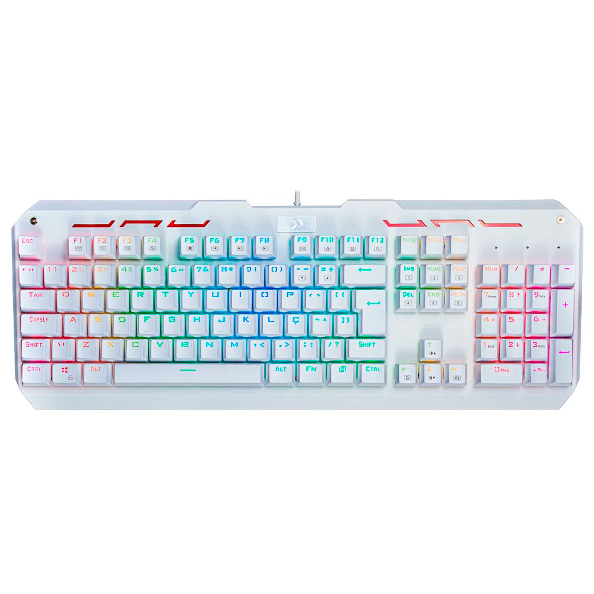 Teclado Mecânico Gamer Redragon Varuna Lunar White - ABNT2 - Iluminação RGB Chroma - Switch Vermelho - K559W-RGB RED