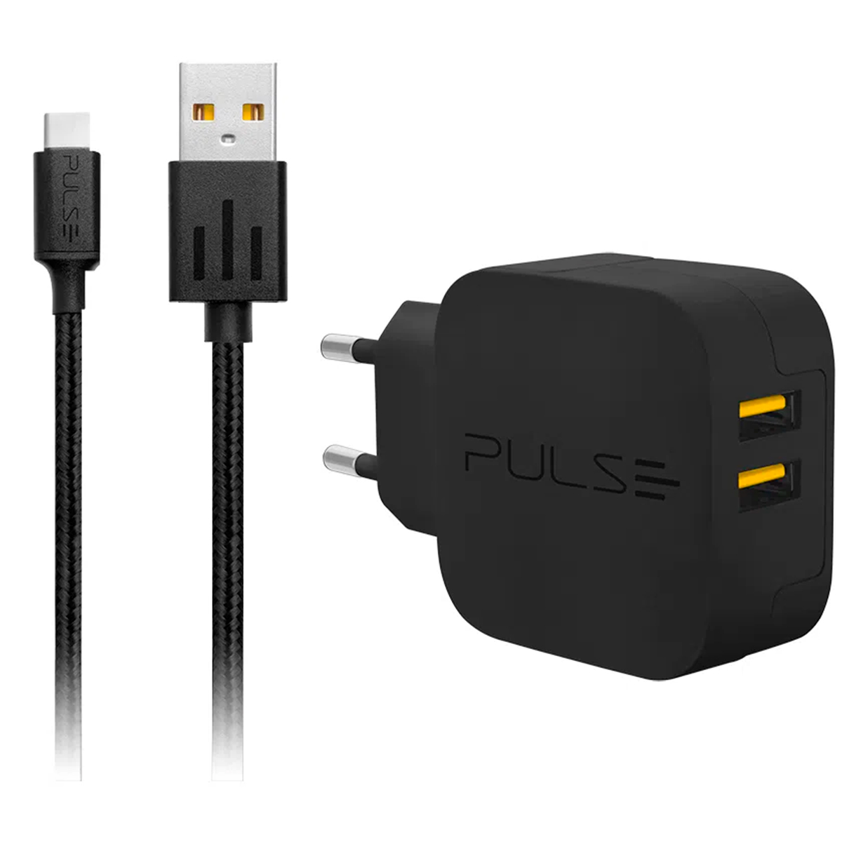 Carregador de Parede Premium USB - com 2 Portas - com cabo USB Tipo-C - Multilaser Pulse CB153