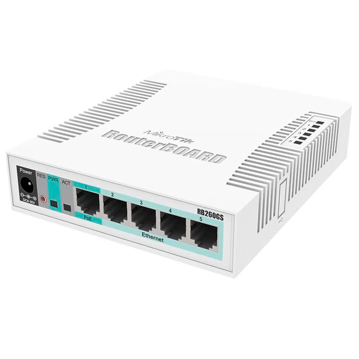 Switch 5 Portas Mikrotik Smart RB260GS - Gigabit - SwOS - Expansão SFP - CSS106-5G-1S