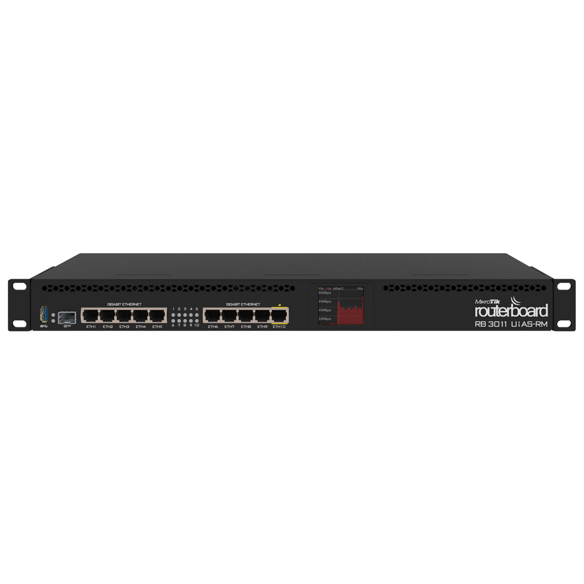 Roteador Mikrotik - 10 Portas Gigabit - PoE - 1 Porta SFP - RouterOS L5 - RB3011UIAS-RM