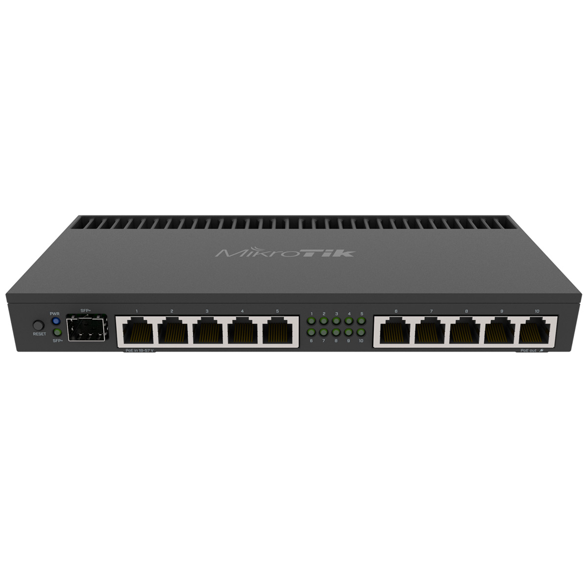 Roteador Mikrotik - 10 Portas Gigabit - 1 Porta SFP+ - RouterOS - RB4011IGS+RM