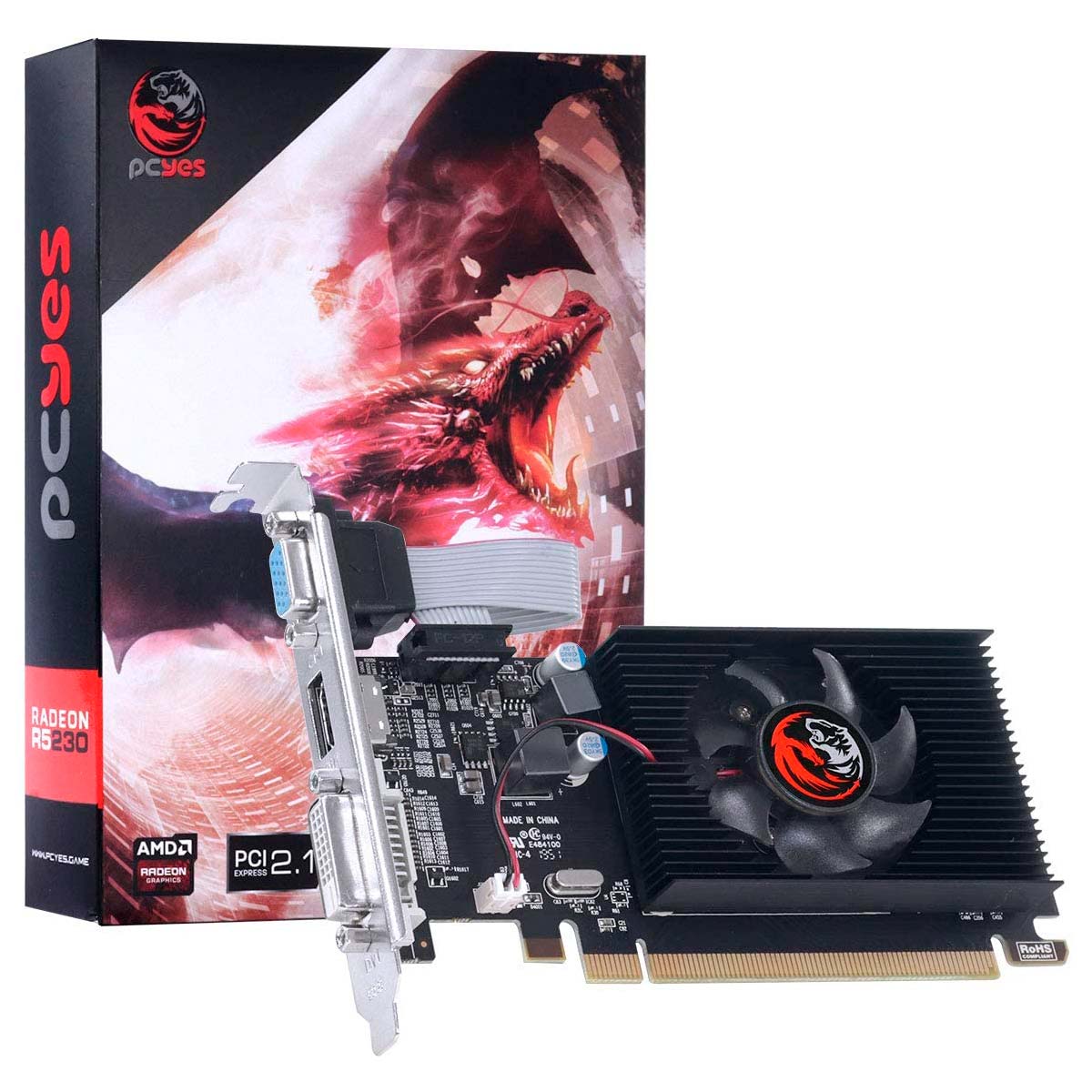 Placa de Vídeo AMD Radeon R5 230 2GB GDDR3 64bits - Low Profile - PCYes PA230DR364LP