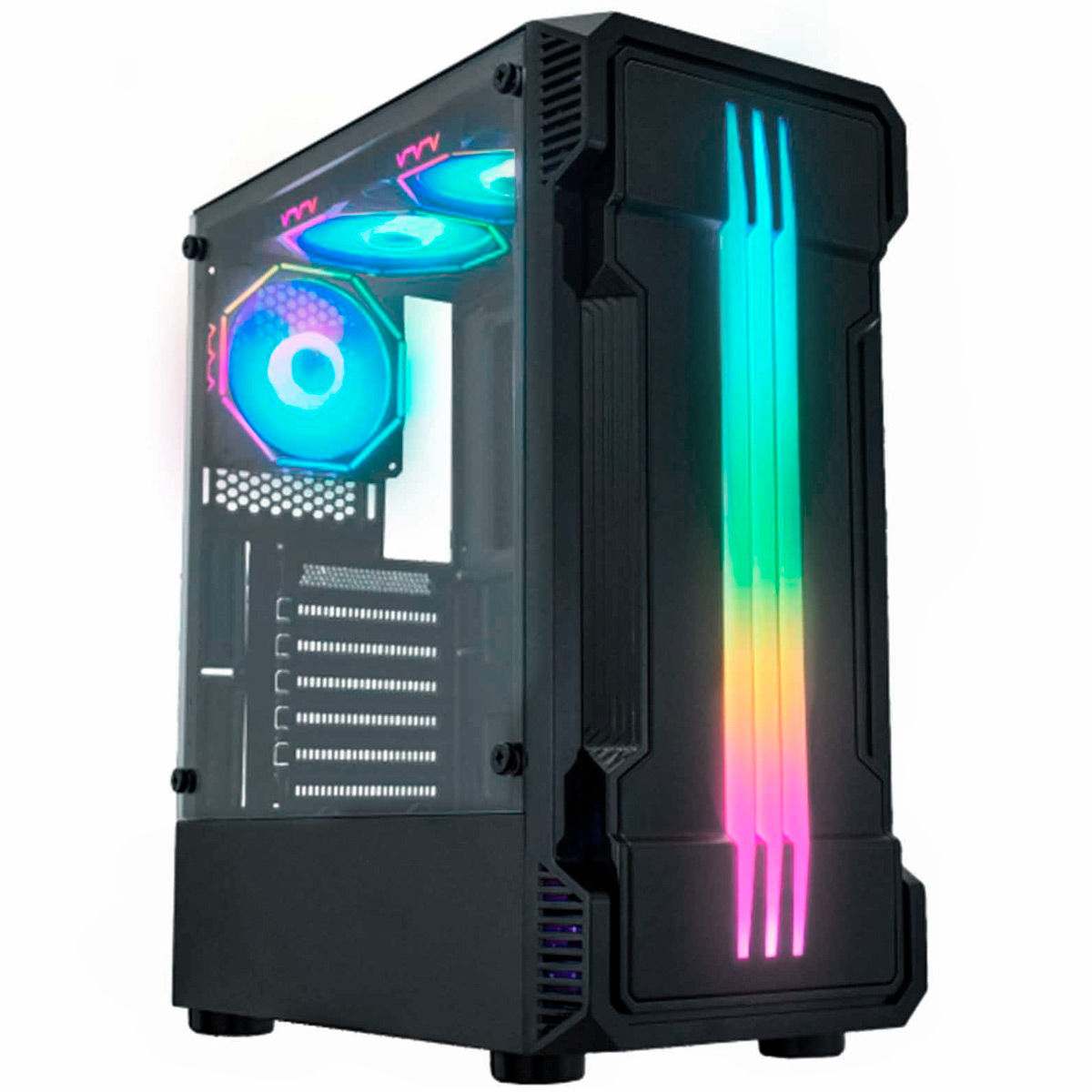 Gabinete Gamer K-Mex Bifrost 2 - Lateral em Vidro Temperado - LED RGB - CG-01KB *Liquidação peça com pequenas avarias