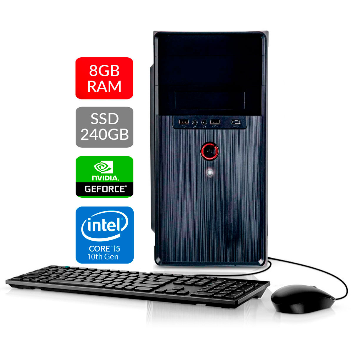 Computador Bits WorkHard - Intel i5 10400F, 8GB, SSD 240GB, Video GeForce, Kit Teclado e Mouse, FreeDos - 2 Anos de garantia