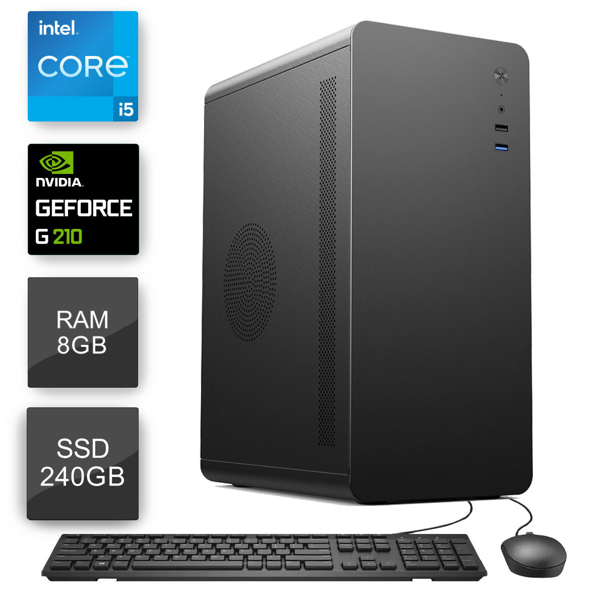 Computador Bits WorkHard - Intel i5 10400F, 8GB, SSD 240GB, Video GeForce, Kit Teclado e Mouse, FreeDos - 2 Anos de garantia