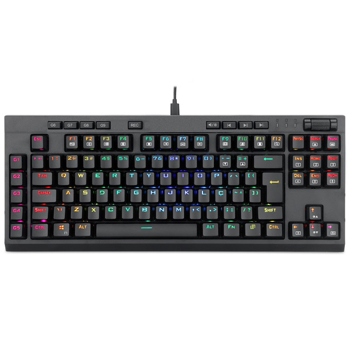 Teclado Mecânico Gamer Redragon Broadsword Pro - ABNT2 - Switch Azul Óptico - Iluminação RGB - K588RGB-PRO